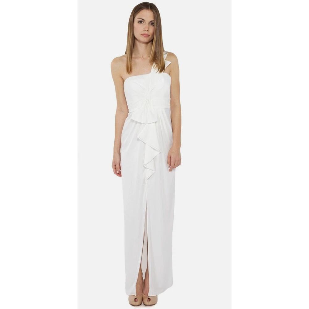 BCBGMaxazria Barbara White Dress Maxi Long One Shoulder 2 - Picture 2 of 10